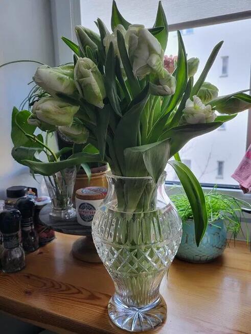 Wazon z PRL przezroczysty z grubego szkła Stan BDB