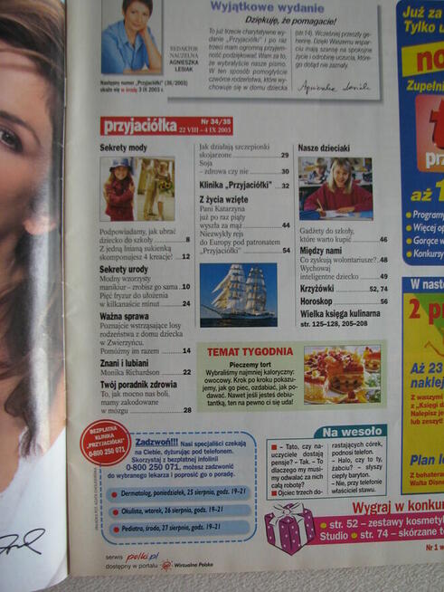 Przyjaciółka nr 34/35 z 2003 r. + program TV