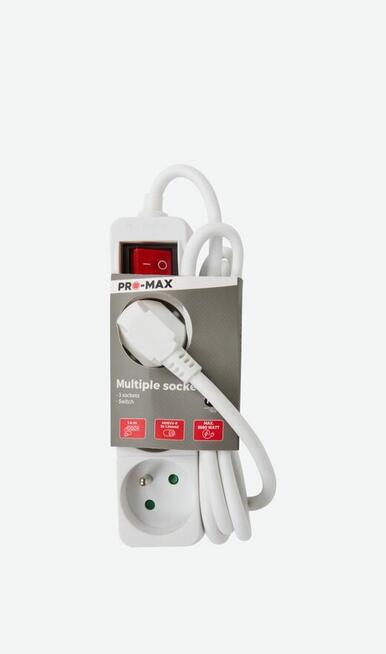 Okazja !!! Przedłużacz 3 gniazda, długość kabla 1,4 m Cena 20