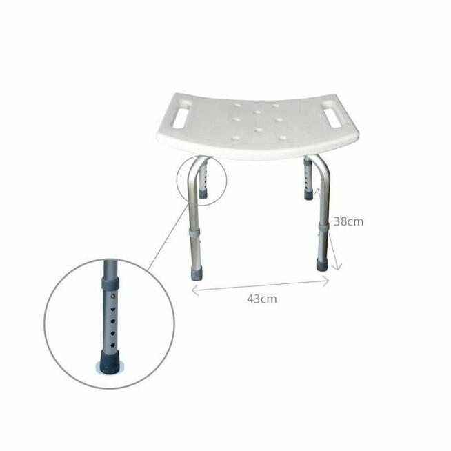 Krzesełko prysznicowe bez oparcia z regulacją wysokości