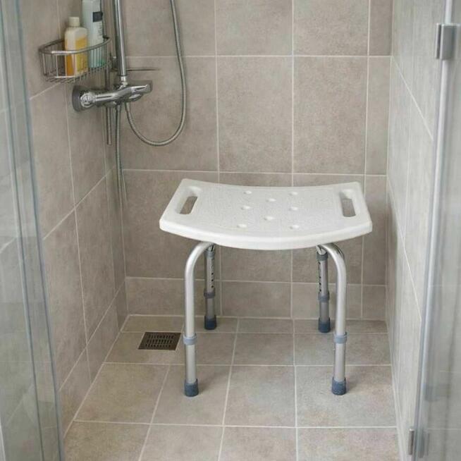 Krzesełko prysznicowe bez oparcia z regulacją wysokości