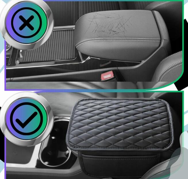 Poduszka na podłokietnik samochodowy skórzana pikowana z kie