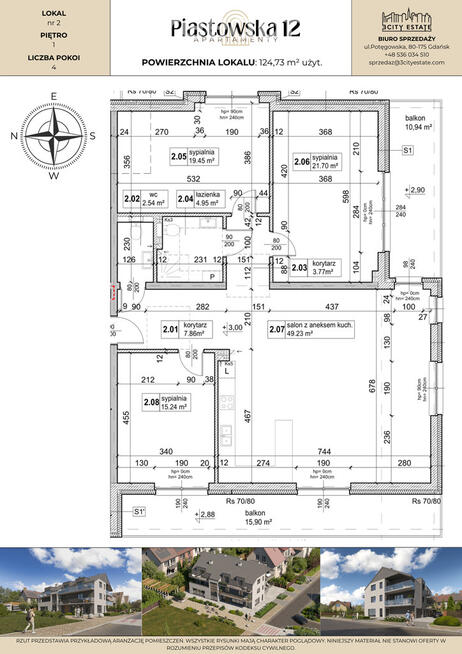 Apartament 124,73 m² - 4 pokoje - Pruszcz Gdański