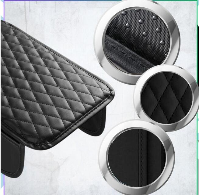 Poduszka na podłokietnik samochodowy skórzana pikowana z kie