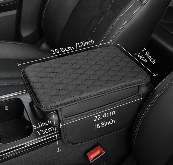 Poduszka na podłokietnik samochodowy skórzana pikowana z kie