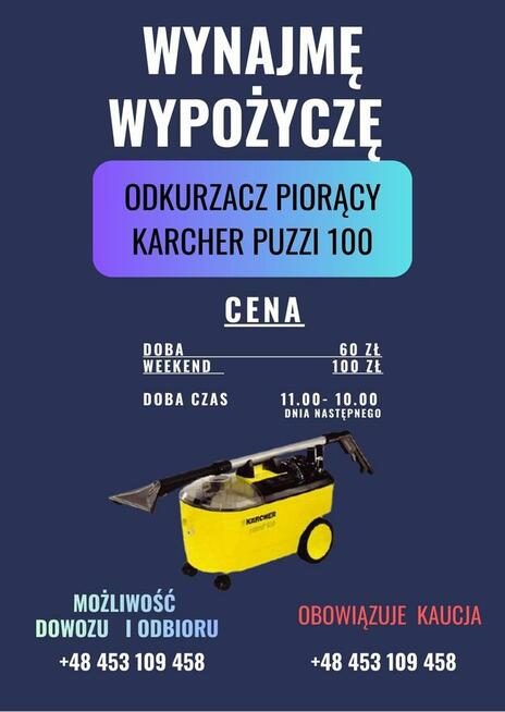 Wypożyczę , wynajme odkurzacz piorący Karcher