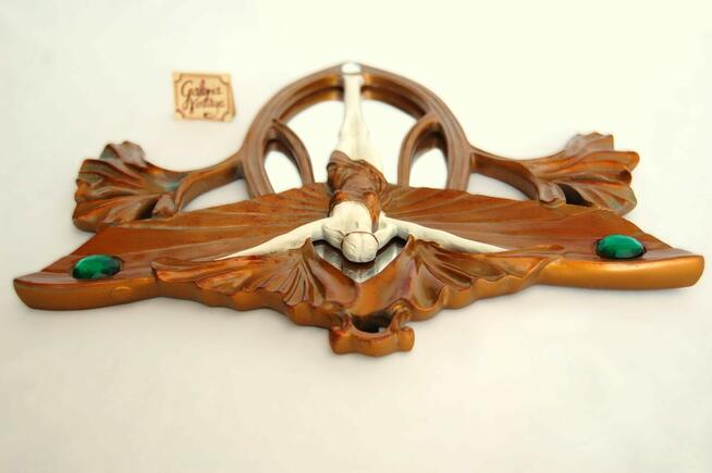 Lustro secesja, art nouveau, vintage, kobieta, motyl, liście