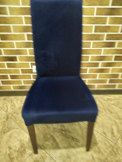 6 krzeseł tapicerowanych welur granat drewniane nogi