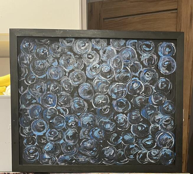 Obraz akrylowy na płótnie 40x50 z ramą. Abstrakcja „Borówki”