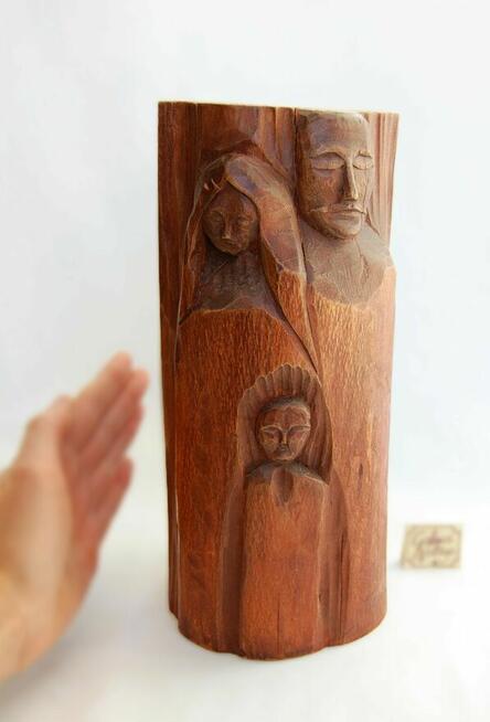 Święta Rodzina rzeźba drewniana, drewno, rękodzieło, lata 90