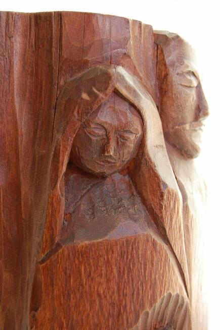 Święta Rodzina rzeźba drewniana, drewno, rękodzieło, lata 90