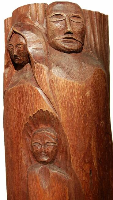 Święta Rodzina rzeźba drewniana, drewno, rękodzieło, lata 90