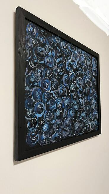 Obraz akrylowy na płótnie 40x50 z ramą. Abstrakcja „Borówki”