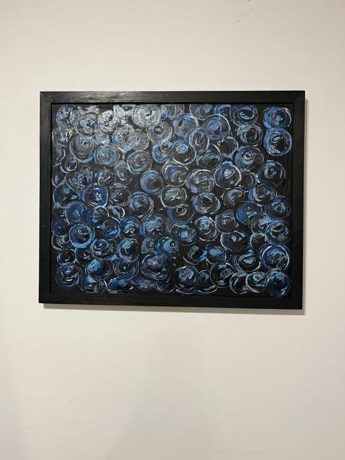 Obraz akrylowy na płótnie 40x50 z ramą. Abstrakcja „Borówki”