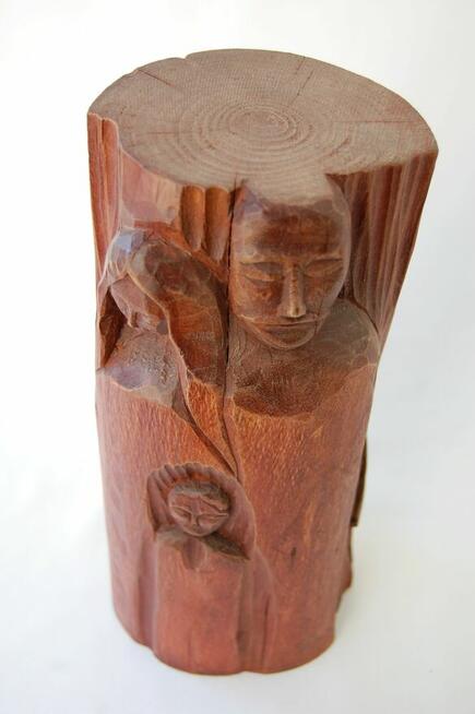 Święta Rodzina rzeźba drewniana, drewno, rękodzieło, lata 90