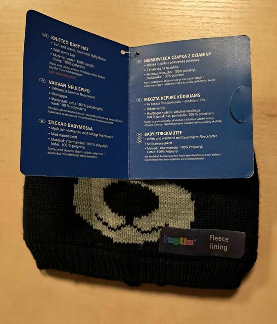 Niemowlęca czapka z dzianiny z podszewką polarową Lupilu.