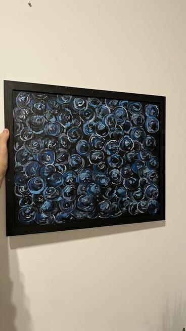 Obraz akrylowy na płótnie 40x50 z ramą. Abstrakcja „Borówki”