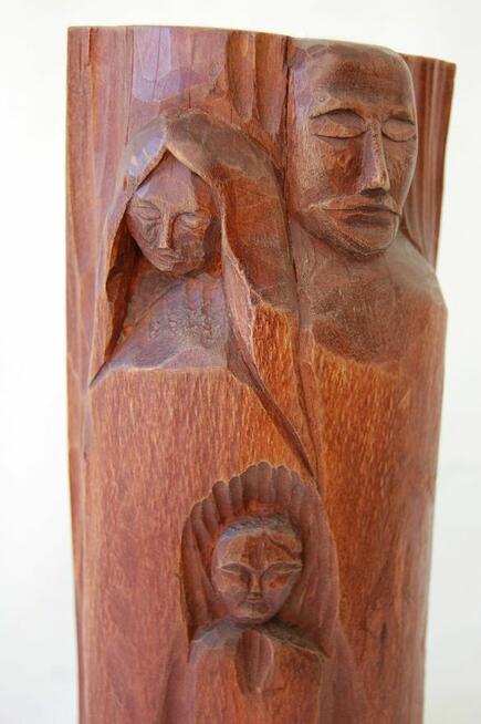 Święta Rodzina rzeźba drewniana, drewno, rękodzieło, lata 90