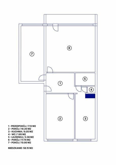 Przestronne 3-pokojowe mieszkanie - 58.15 m2 / Centrum Wyszk