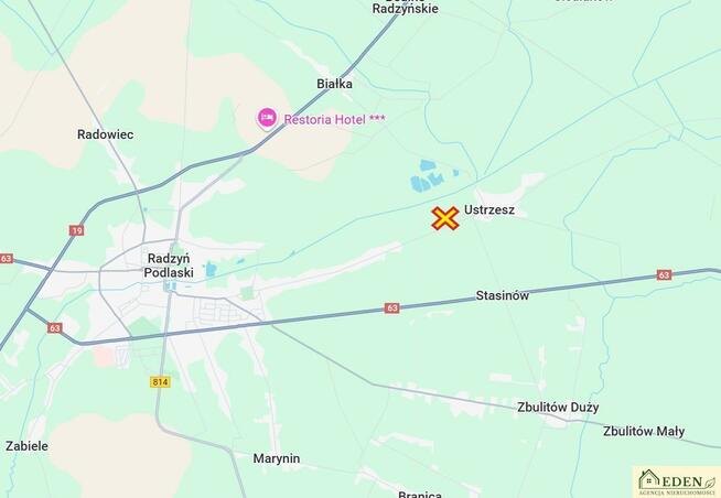 Działka rolno-budowlana Ustrzesz gm. Radzyń Podlaski