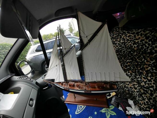 Jacht drewniany model łódka żeglarstwo dekoracja Super stan