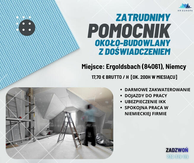 Niemcy / Praca/ pomocnik budowlany z doświadczeniem.