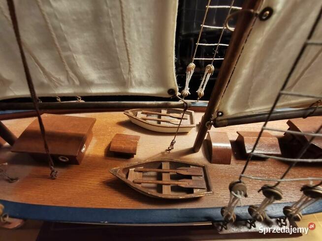 Jacht drewniany model łódka żeglarstwo dekoracja Super stan