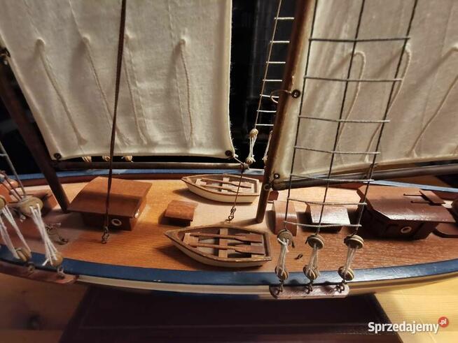 Jacht drewniany model łódka żeglarstwo dekoracja Super stan