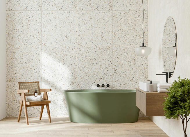 Płytki łazienkowe kuchenne kolorowe lastryko Arch beige gris