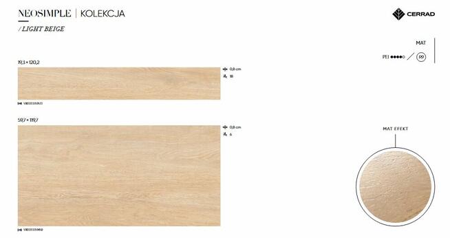 Płytki drewnopodobne 120x60 do łazienki, salonu Neosimple
