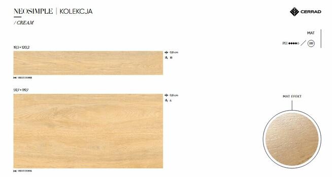 Płytki łazienkowe salonowe imitacja drewna Neosimple cream