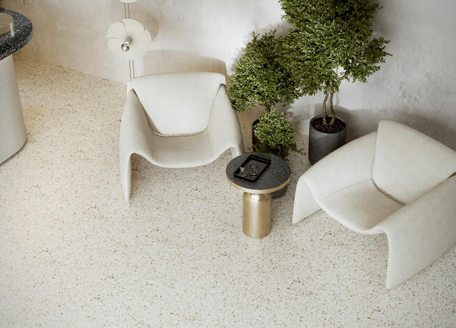 Płytki łazienkowe kuchenne kolorowe lastryko Arch beige gris