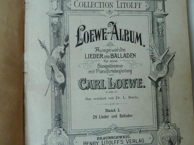 Carl Loewe Album, nuty 26 piosenek i ballad, wyd. z 1910 r.