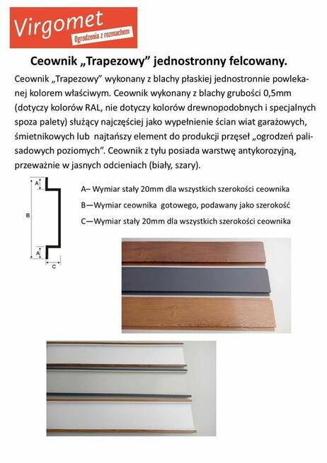 Ceownik Trapezowy 20cm Wiata Płot Ogrodzenie Antracyt