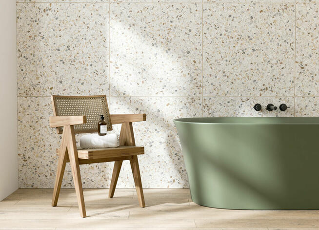 Płytki łazienkowe kuchenne kolorowe lastryko Arch beige gris