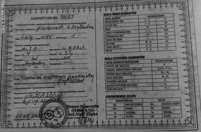 Pierścionek z brylantem 14K 585