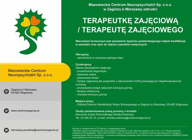 Terapeutkę zajęciową / Terapeutę zajęciowego