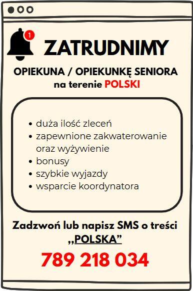 Zatrudnimy opiekunki / opiekunów seniora