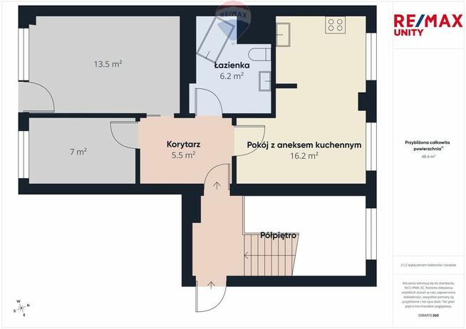 3 pokoje 49 m², do wejścia