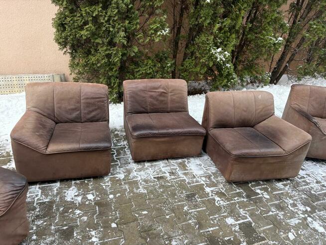 Kanapa skorzana z dwoma fotelami