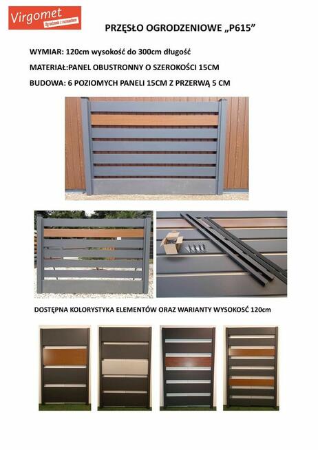 Przęsło 120x200 ogrodzenie palisada panel płot sztacheta