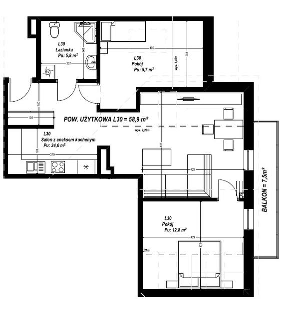 Osiedle Jagiellońskie, blok 1C mieszkanie L30
