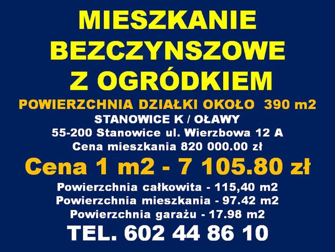 Sprzedam nowe mieszkanie 4 pokojowe z ogródkiem