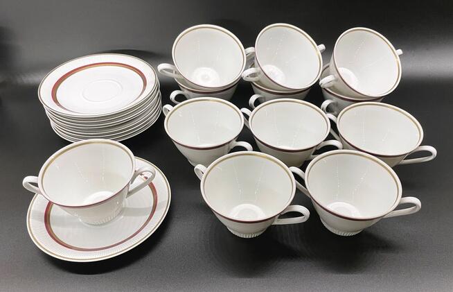 Włocławek Bulionówki 12 szt + spodki 9 szt Porcelana