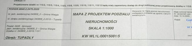 Działki budowlane – Tupadły, Gmina Wielgie