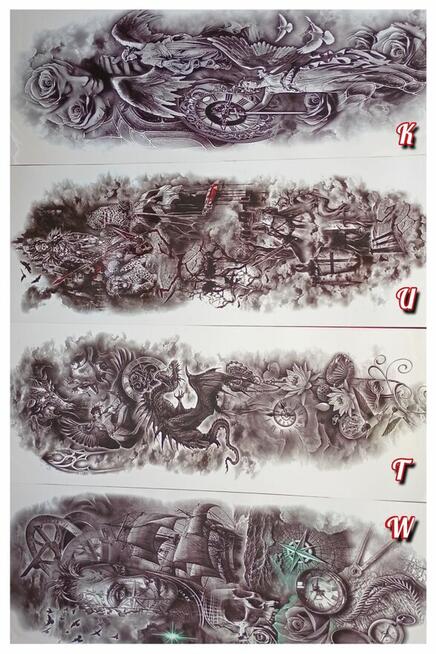 Tatuaż tymczasowy XL 17 x 49 cm ramię udo Jezus 3 w 1