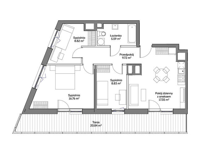 Mieszkanie 4 pokojowe z tarasem | Gocław
