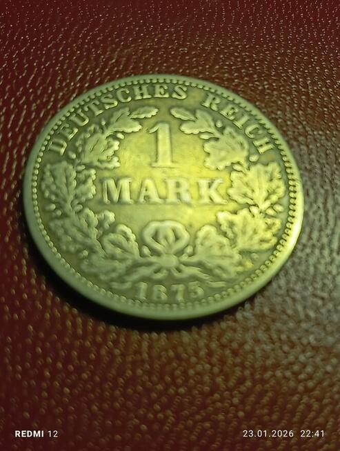 Niemiecka srebrna moneta 1 Marka z 1875 r.