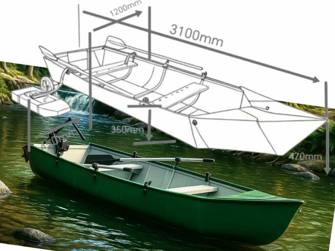 Łódka Łódź Wędkarska Składana Wiosłowa Motorowa Silnik Elekt