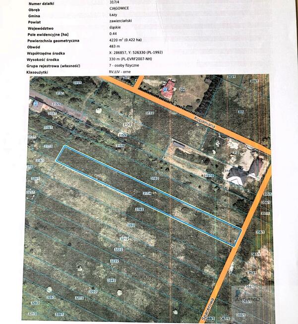 Działka budowlana Ciągowice gm. Łazy, Spacerowa